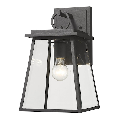Z-Lite Broughton Outdoor Wall, 1-Light, 8.25 In.W x 9.5 In.L x 14.25 In.H, Black/Clear Beveled 521S-BK